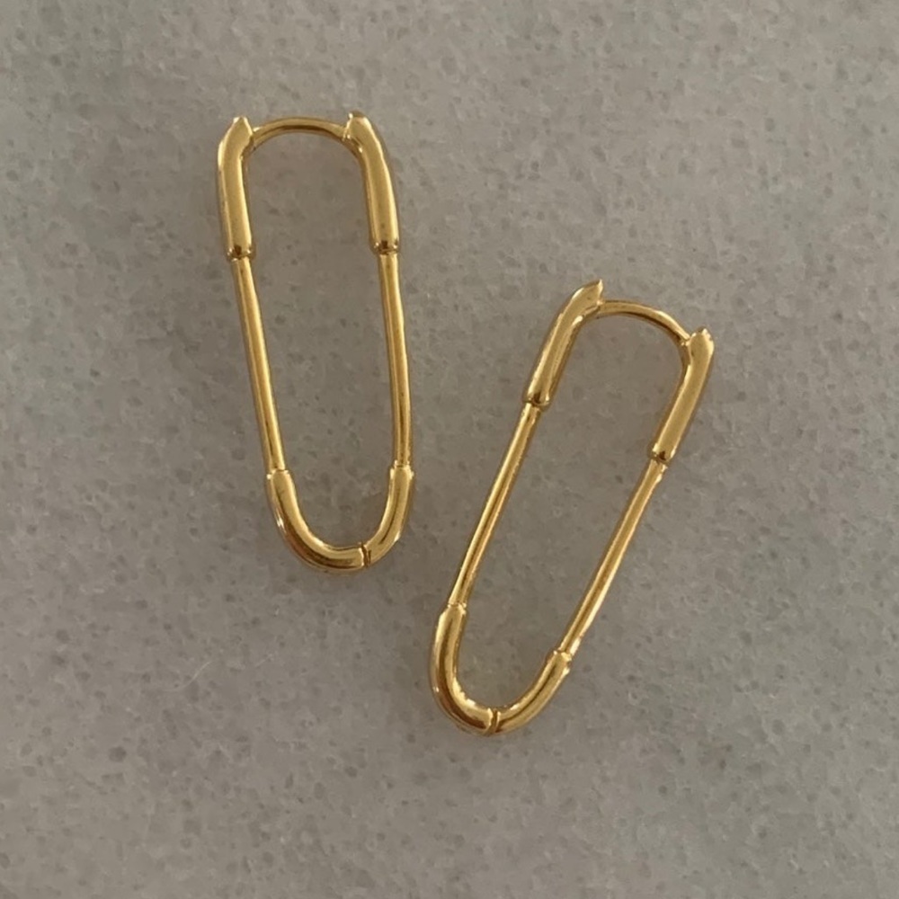 COPY - Gold Paper Clip Hoop Huggie Earrings Brand New